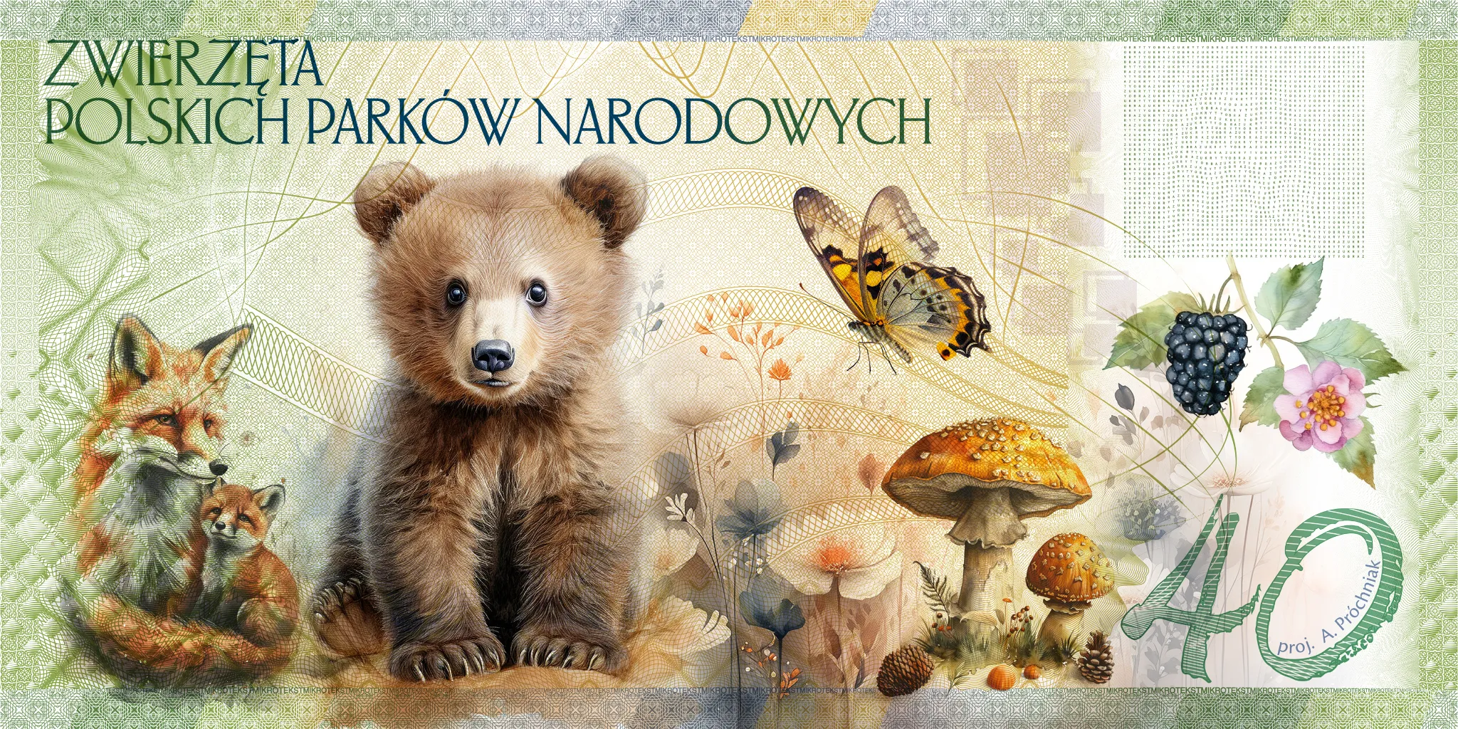 Niedźwiedź brunatny — rewers bonu 40