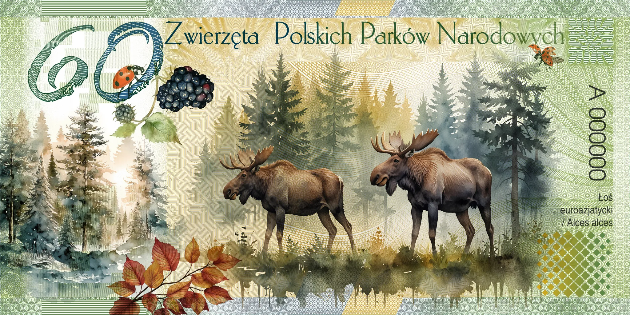 Łoś euroazjatycki — awers bonu 60