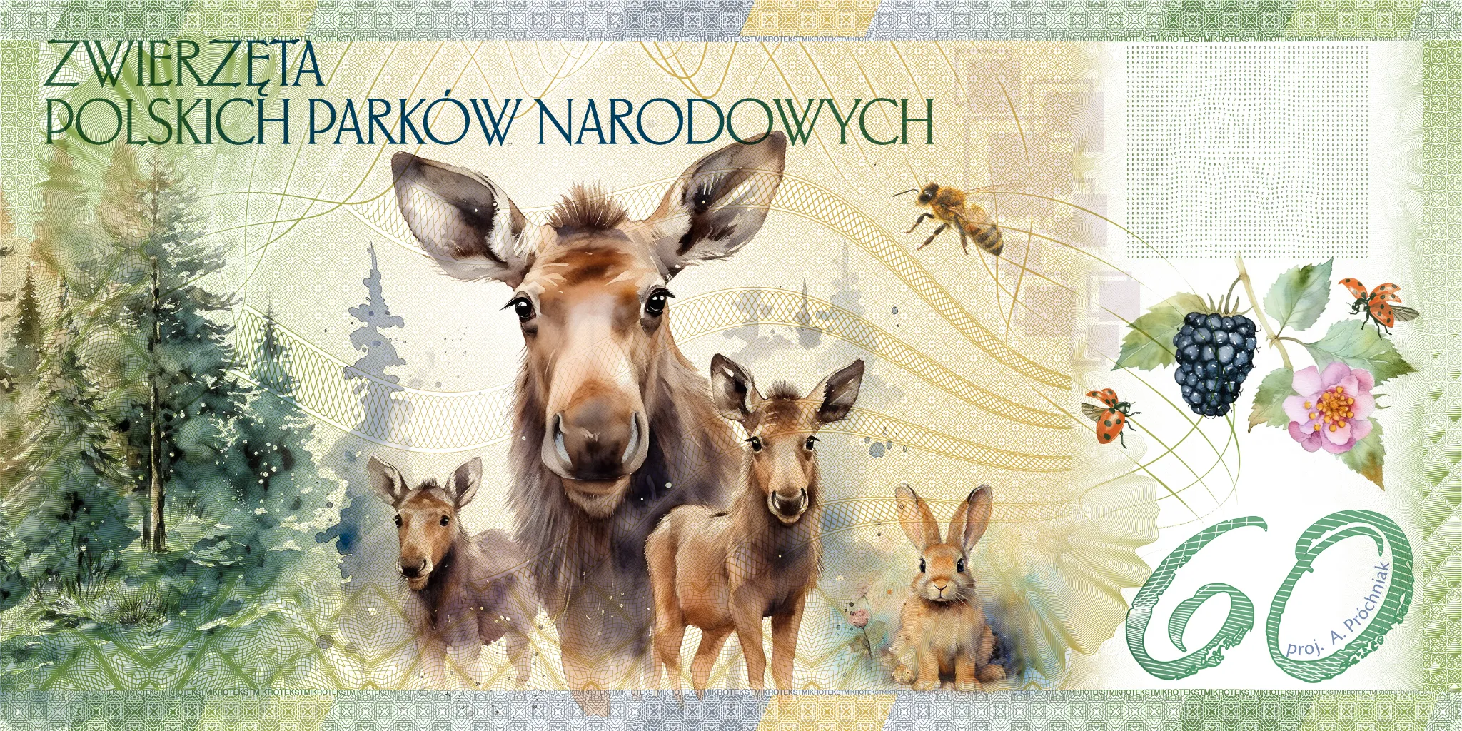 Łoś euroazjatycki — rewers bonu 60
